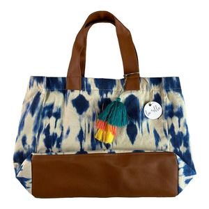 Luandelle Blue White Tie Dye Laguna Tote Handbag